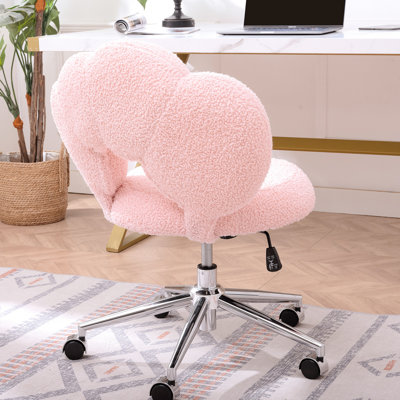 Chaise pivotante 360 avec tissu confortable pour le bureau à domicile - fonction de rotation rose et de hauteur réglable