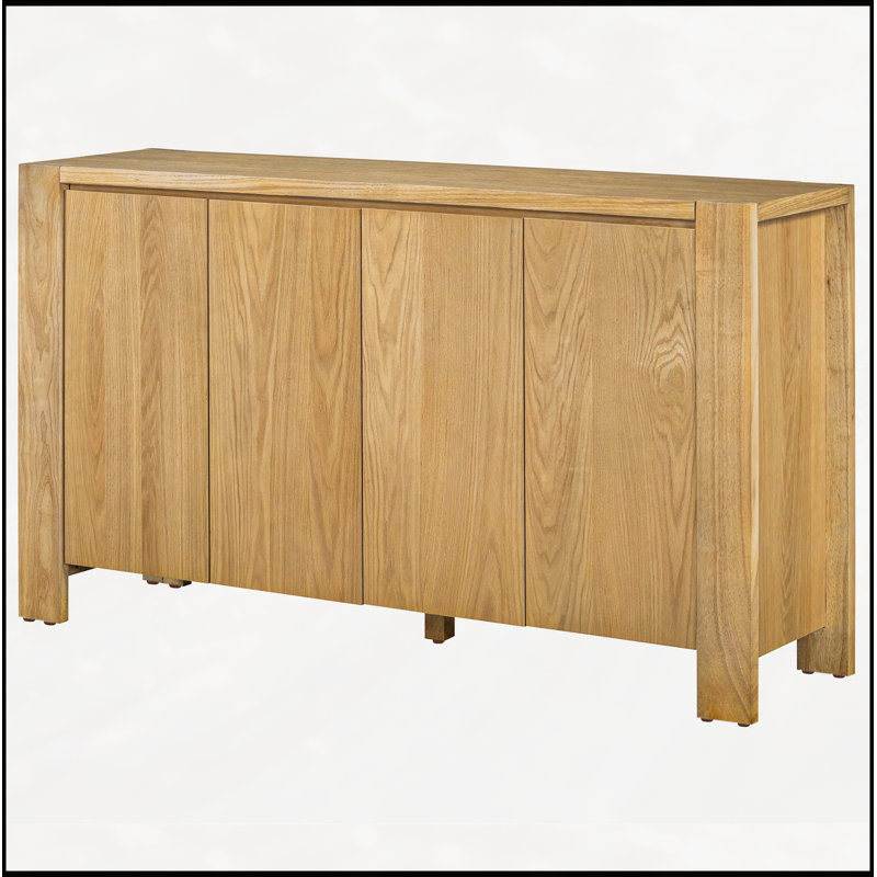 Buffet rustique à 4 portes avec tablettes réglables et finition en bois vieilli