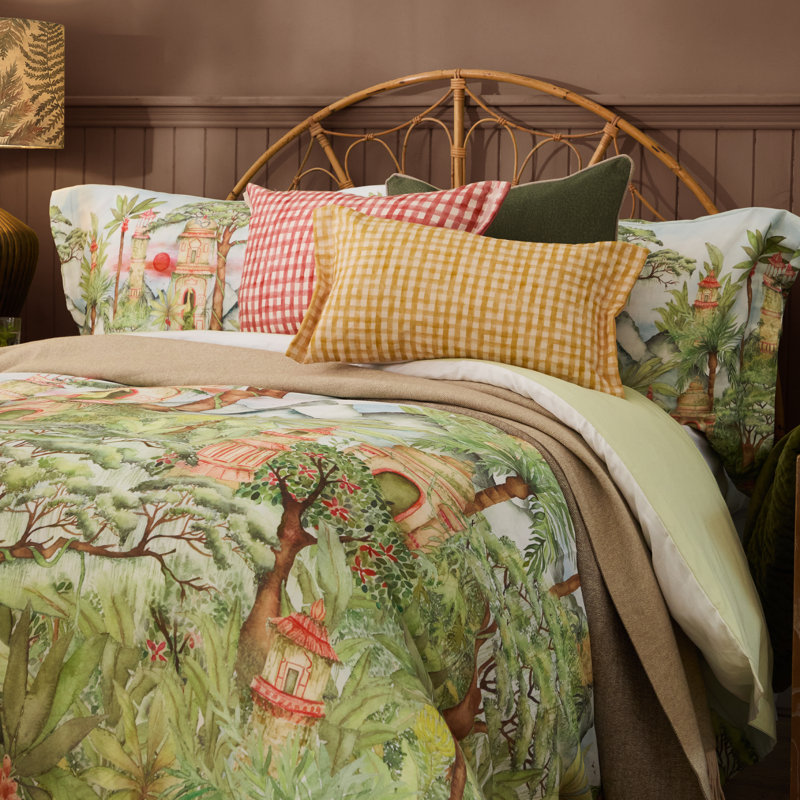 Eden Ruins Cotton Floral Duvet Cover Set with Pillowcases Included, Double Duvet Cover + 2 Standard Pillowcases