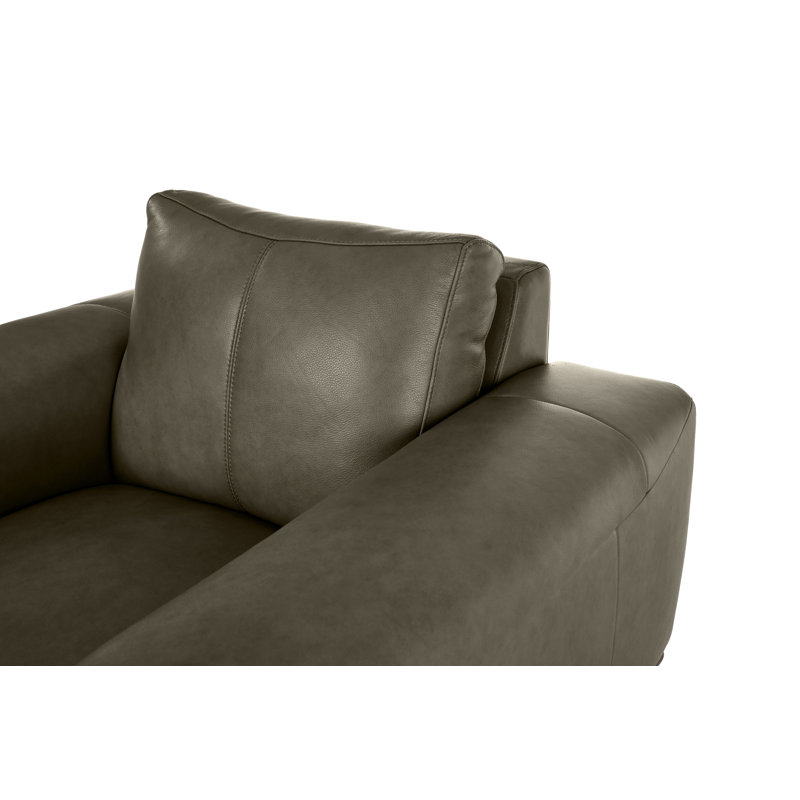 Fauteuil en cuir véritable Conley de 108 cm de large, Cuir véritable gris