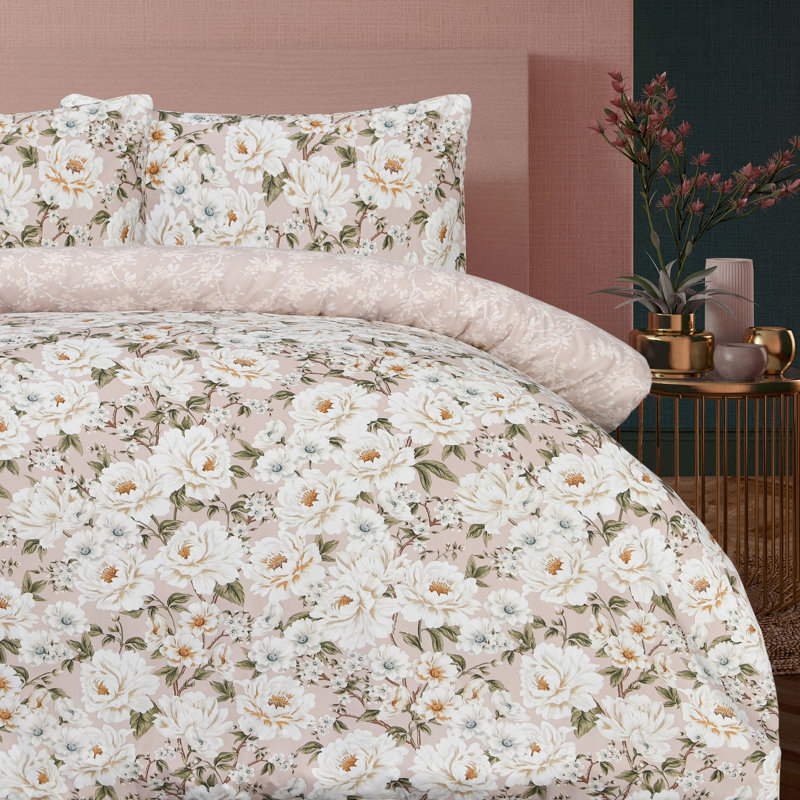 Polyester Bedding, Double Duvet Cover Set + 2 Pillowcases, Pink Floral