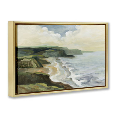 Irish Coast Cliffs Gold Framed Floater Canvas by Silvia Vassileva