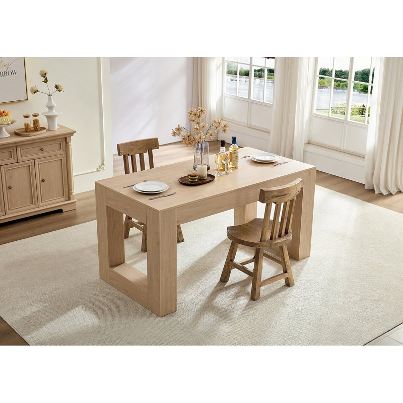 Farmhouse Kitchen Dining Table For 4-6 People, Rectangular Dining Table For Dining Room, Living Room, Kitchen With Sturdy Wood Legs Farmhouse Full MDF Trim, Easy Assembly