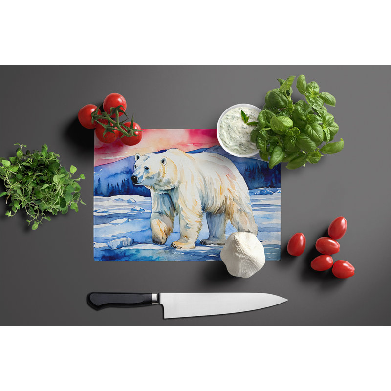 Polar Bear Glass Cutting Board Large