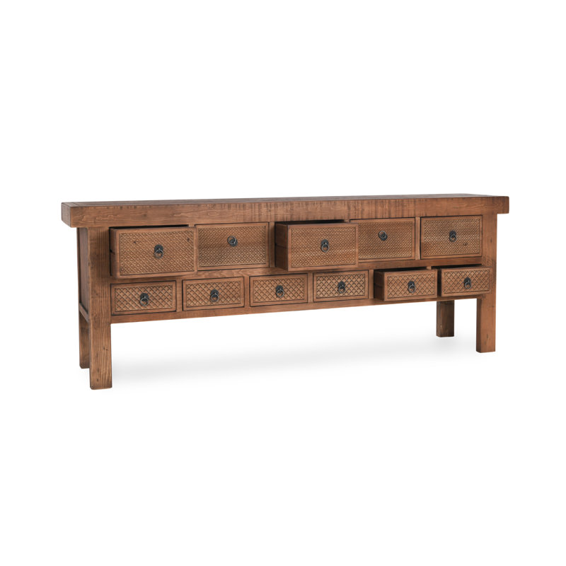 Lahey 93'' W Solid Wood Console Table, Mission Brown