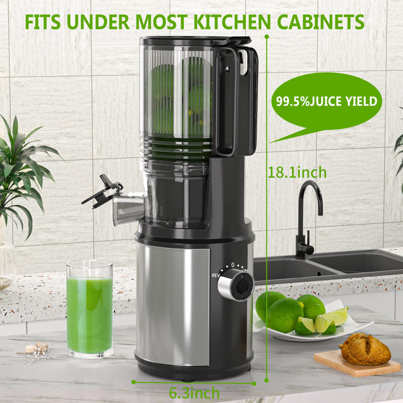 Cold Press Juicer – 6.5" Extra Large Feed Chute Fit Hands-free Electric Masticating Juicer Machine, 350w Slow Masticating Juicer Machine For Whole Fruit And Vegetables – Easy Cleanup & Assembly