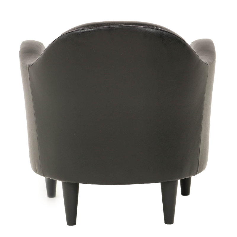 Fauteuil demi-tonneau l 30,5 po Tangier, Similicuir noir