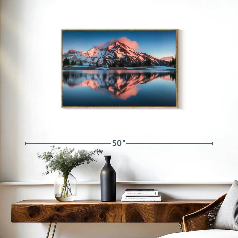South Sister Mountains, Cadre flottant en bois naturel, 31 po x 21 po