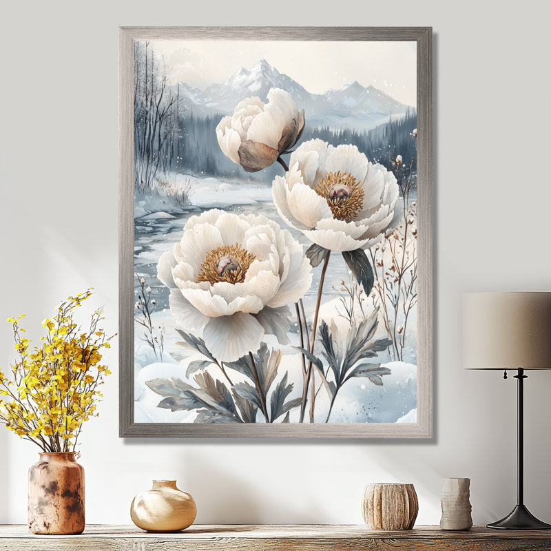 Marion - impressions florales sur toile, Argent argent, H 20 po x l 12 po, Reproduction encadrée d'une seule photo