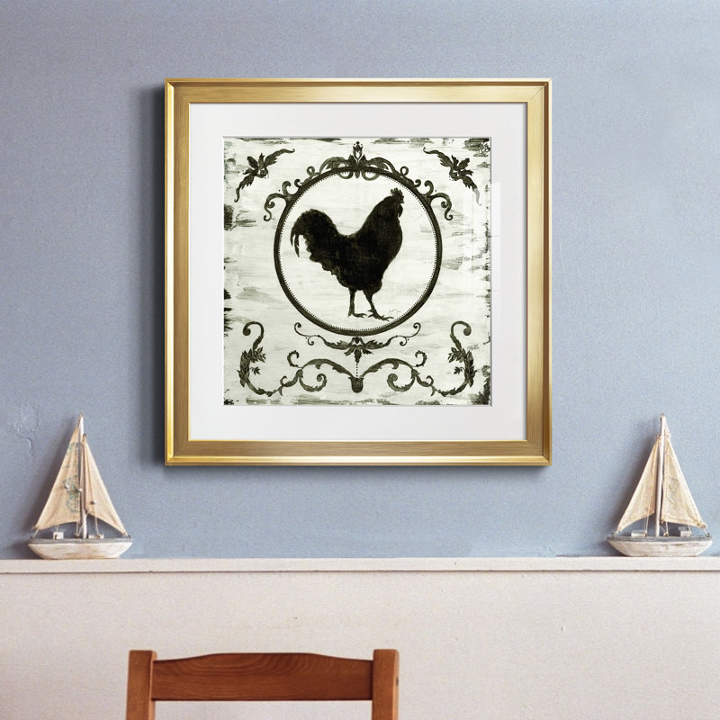 Berkshire Rooster - cadre photo, impression, Papier encadré doré, H 17,5 po x l 17,5 po x P 1,5 po