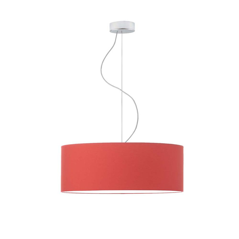Aubryelle 3 - Light Drum Pendant, Red, Chrome, 120cm H x 50cm W x 50cm D