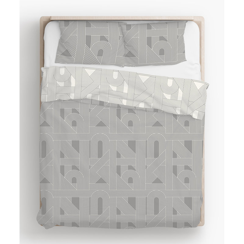 Averick Polyester Geometric Shapes Duvet Cover Set with Pillowcases Quilt Cover Soft and Breathable, Grey
