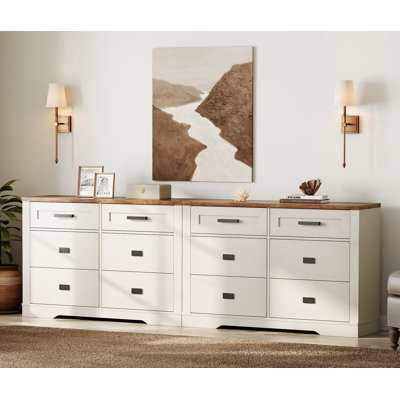 Laziza Dresser For Bedroom With 12 Drawers, 2 In 1 Mid Century Modern Closet Storage Organizer, Chest Of Drawers With Metal Handles, Wood Dresser For by Gracie Oaks