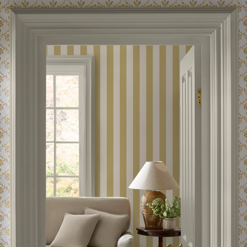 Martha Stewart Classic Stripe Antique Gold Wallpaper, Gold