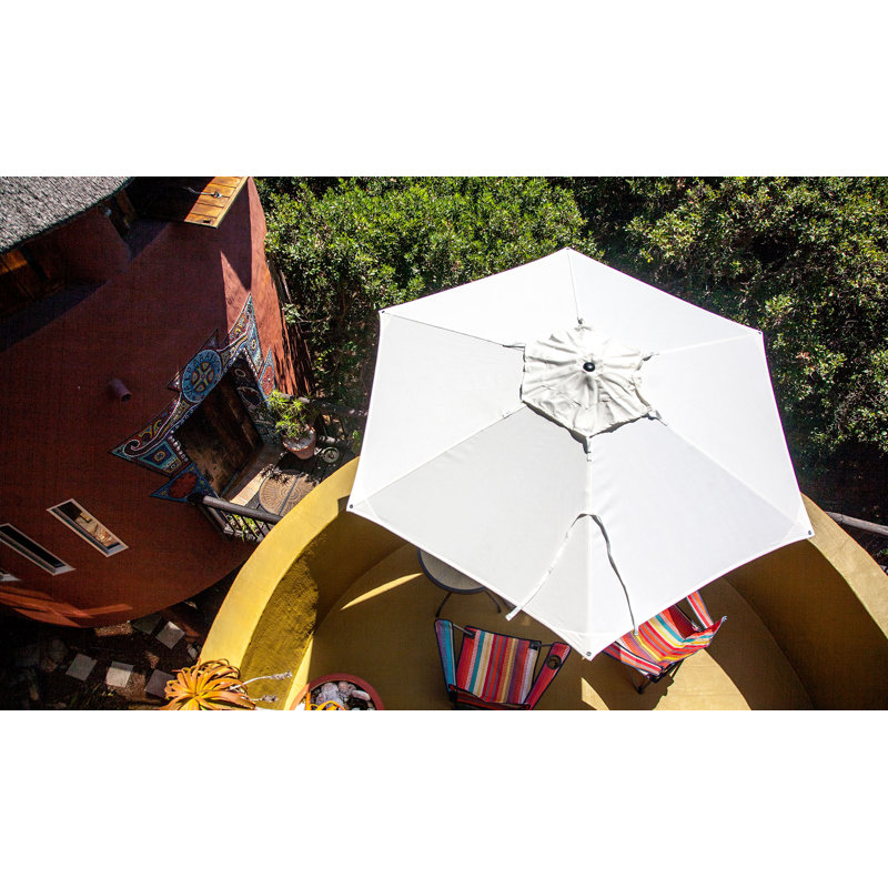 Swift 8' Round Telescopic Umbrella, Natural, Cement