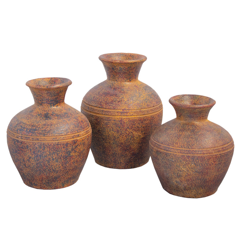 Ensemble de 3 vases rustiques 