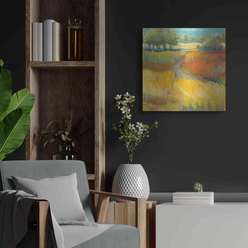 «Late Summer Landscape II» par Carol Rowan, art mural en métal, 36 po x 36 po, H 24 po x l 24 po