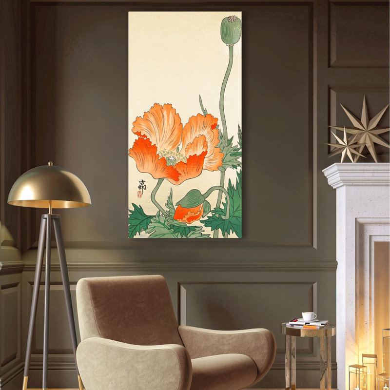 Poppies by Ohara Koson - Wrapped Canvas Print, 100cm H x 50cm W x 4cm D