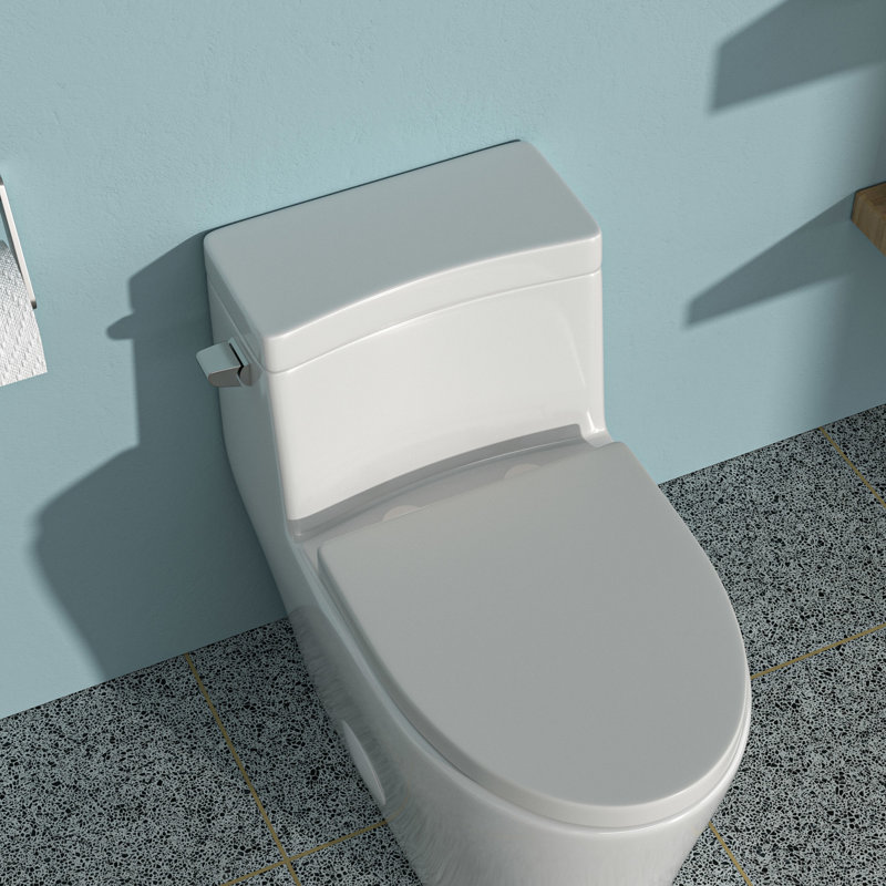 White Ceramic One Toilet - Comfortable Seat Height, Tornado Flush, Silent , High Porcelain Glaze One Piece Flush Power, Soft Close Seat, Comfort Material