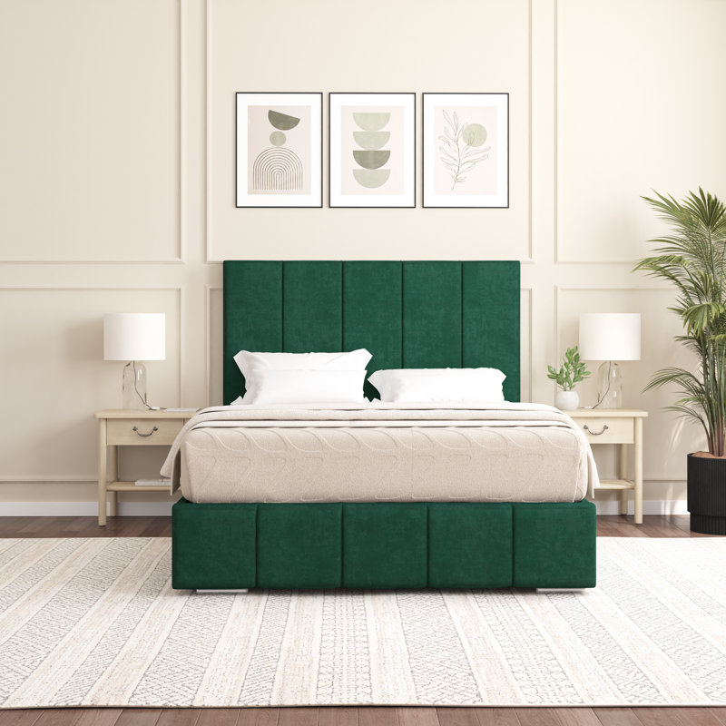Edelmann Upholstered Bed, Single (3'), Emerald