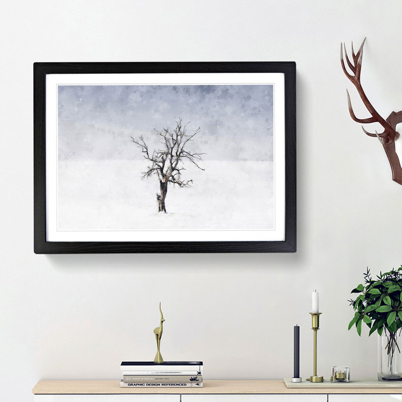 Winter Tree - Picture Frame Painting Print, 62cm H x 87cm W x 2cm D, Black Framed