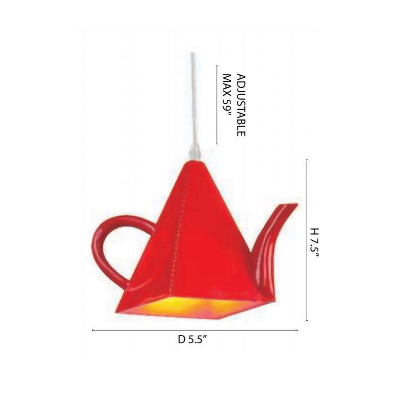 1-Light Red Tea Cup Single Pendant