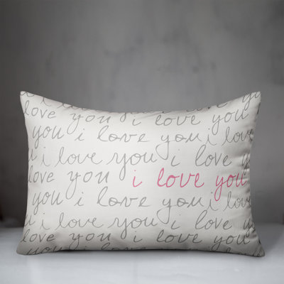  I Love You Script Lumbar Pillow