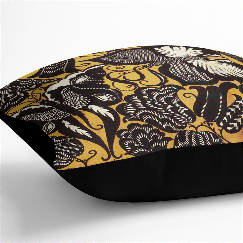 Butterfly Design Square Throw Cushion, Black, 40cm H x 40cm W x 15cm D