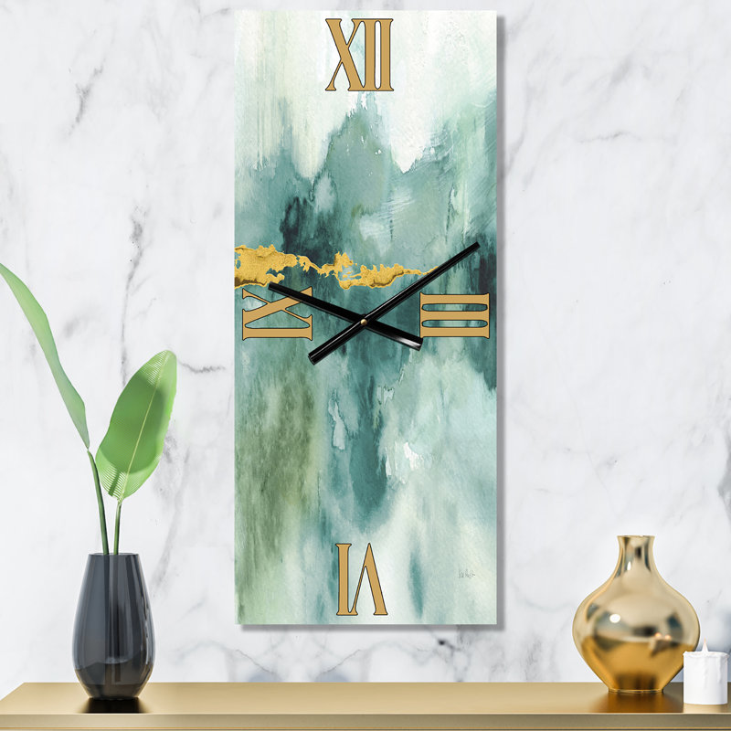 Horloge murale bleue avec impression aquarelle bleue et or, Petit