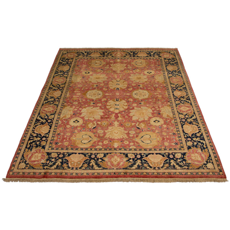 Tapis décoratif en laine rouge de conception unique 10 pi 1 po x 14 pi noué à la main New Age