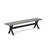 6 Piece Dining Table Set Contains a Rectangle Wooden Table with X-Legs and 4 Dark Gotham Linen Fabric Parson Chairs with a Bench, Black Finish-85265051-85265044