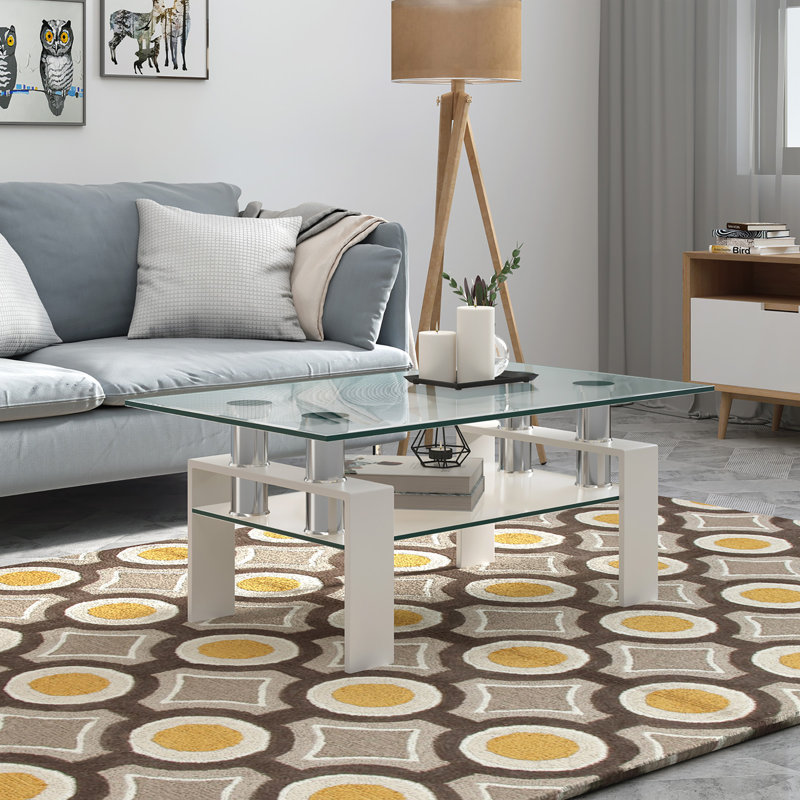 Table basse avec rangement Gracie, Blanc
