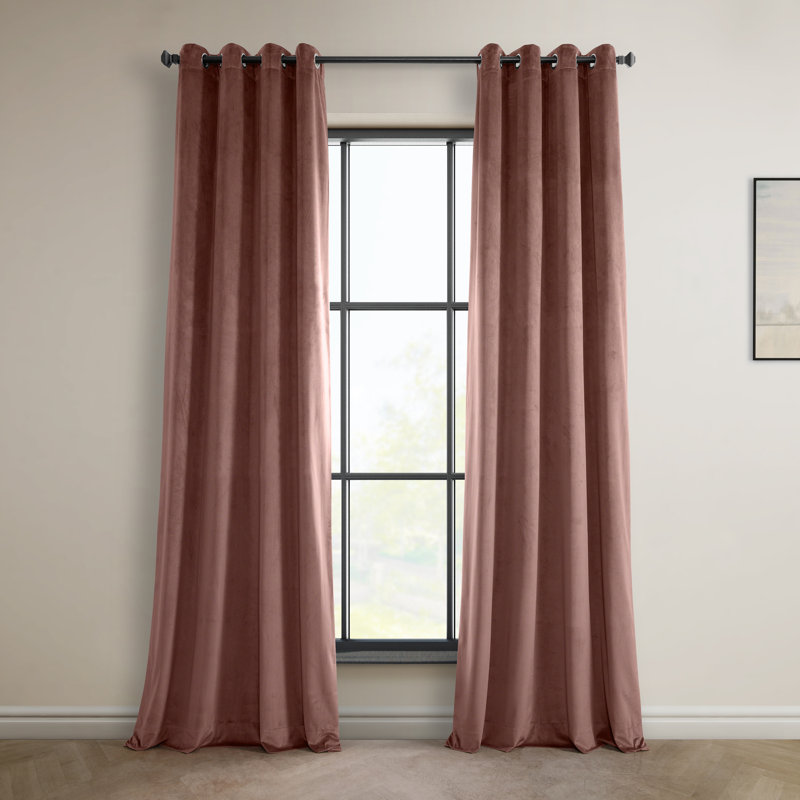 Botmund Grommet Heritage Plush Velvet Room Darkening Curtains - Single Panel Drapes, 50" W x 120" L, City Gray