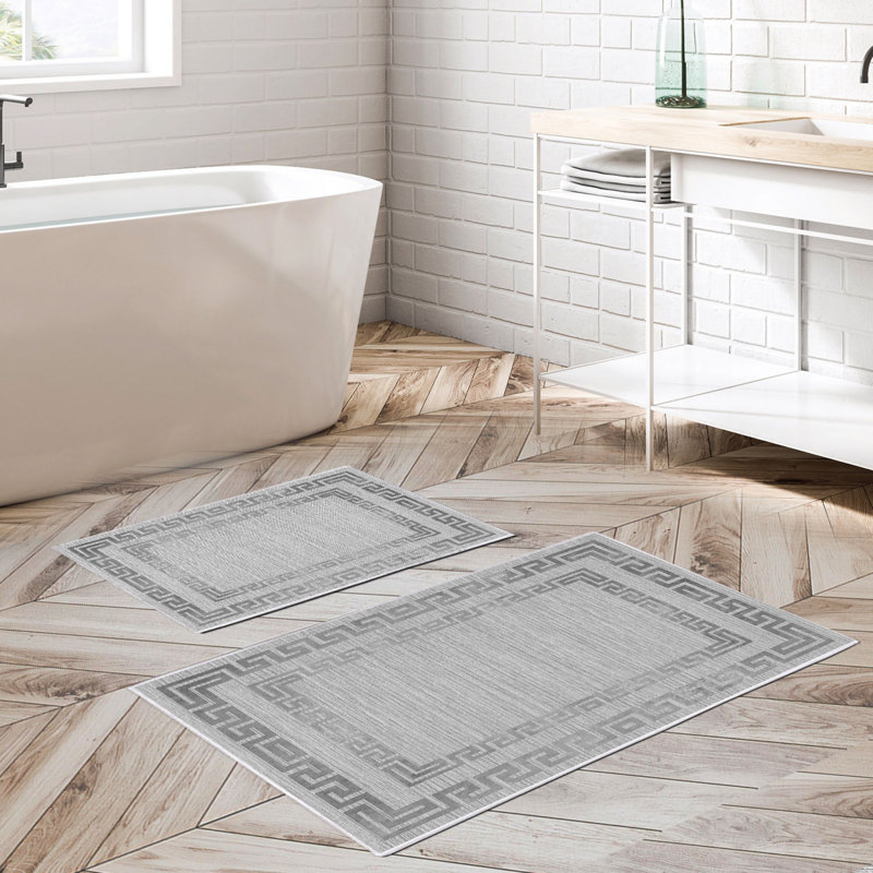 Ensemble de luxueux tapis de bain (2 pièces), 100% polyester, antidérapant, antibactérien | Dimensions: 19,7 po x 23,6 po et 23,6 po x 39,4 po | Tissu ultra-absorbant et facile à nettoyer, lavable à la machine à 86 ° F | Parfait pour la salle de bain ou le spa