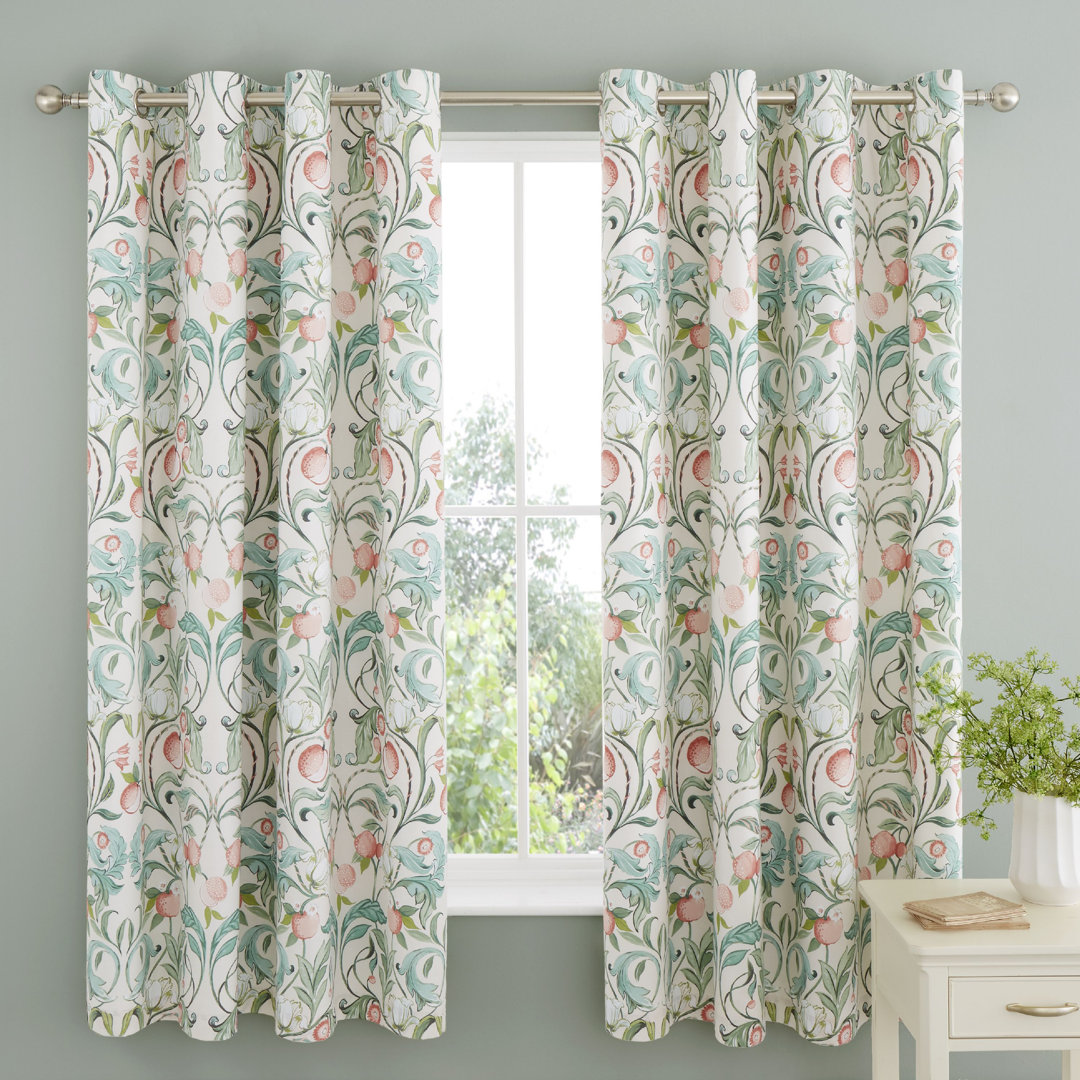 Eyelet Semi Sheer Floral Curtains