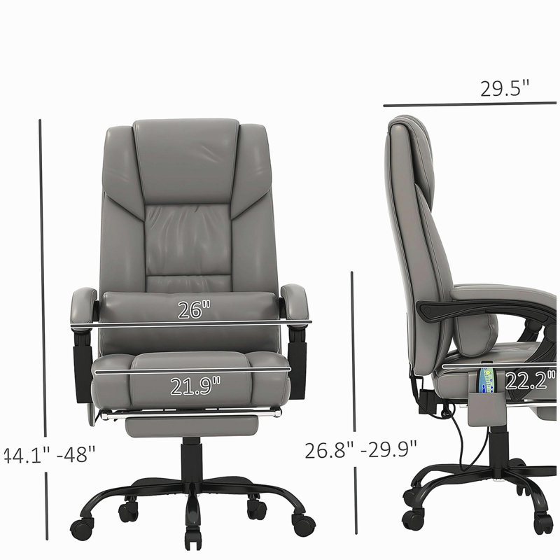 Chaise de bureau à massage à haut dossier et vibration avec télécommande 6 points