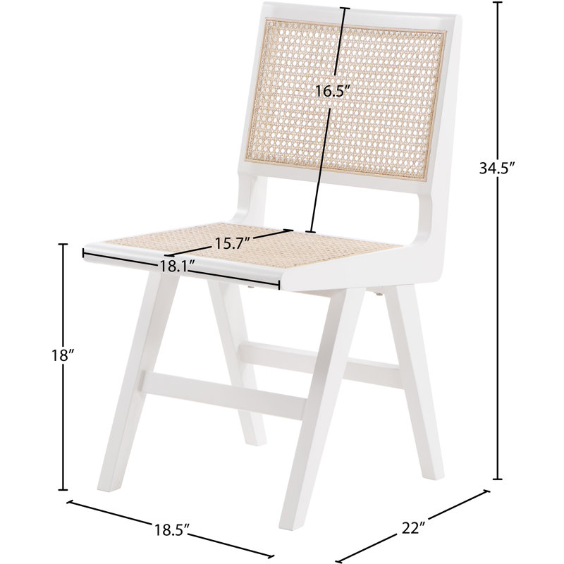 Preston Abraxas Solid Wood Full Back Side Chair, White Natural Cane