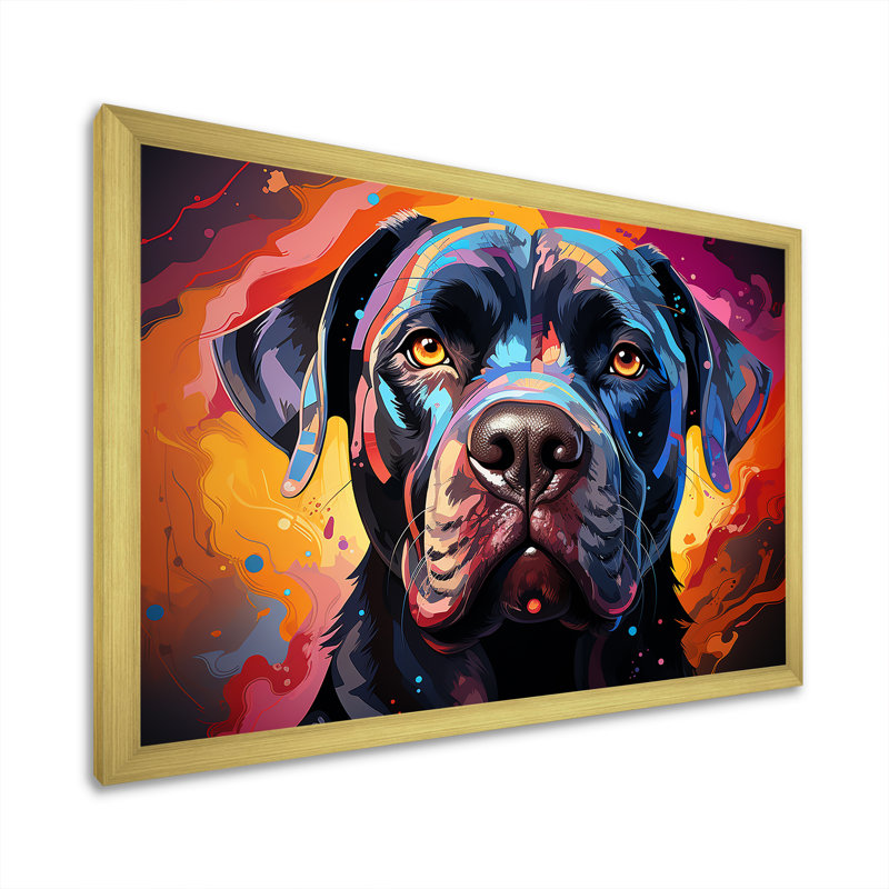 Cane Corso Confidence IV, L 32 po x H 24 po x P 1 po, Cadre doré simple