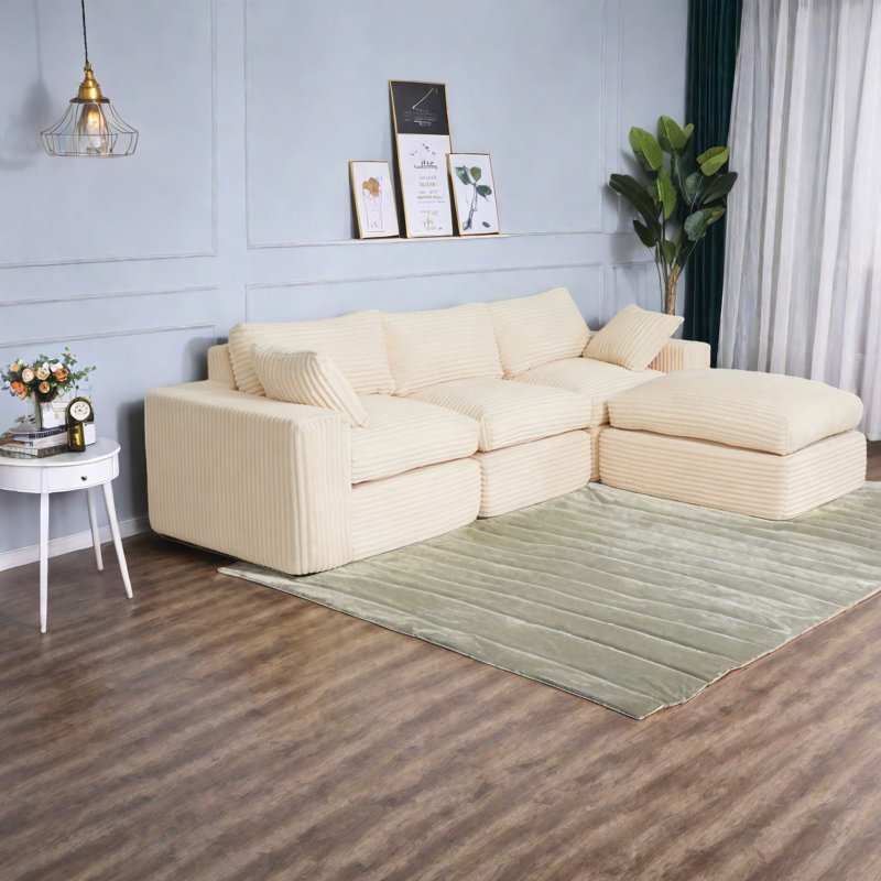 Cloud Comfort Sectionals, 108 Inch Chenille Modular Modern Home Sofa