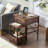 Nesting Table Set Of 2 Side Tables, Stacking End Table With Storage Shelf And Fabric Drawer, 2 Tiers Industrial Nightstand, Bedside Table Organizer For Living Room Bedroom