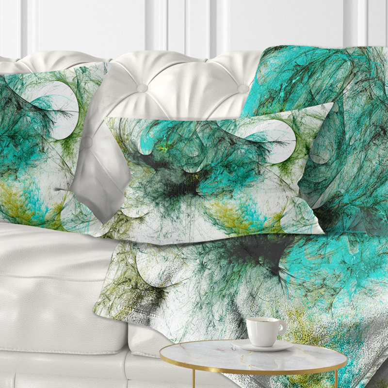 Abstract Fractal Digital Paint Pattern Lumbar Pillow