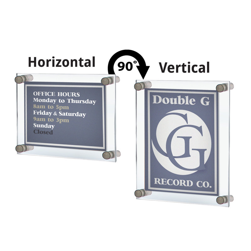 Floating Acrylic Wall Frame with Silver Stand Off Caps: 8.5" x 11" Graphic Size, Overall Frame Size: 12.5" x 15"