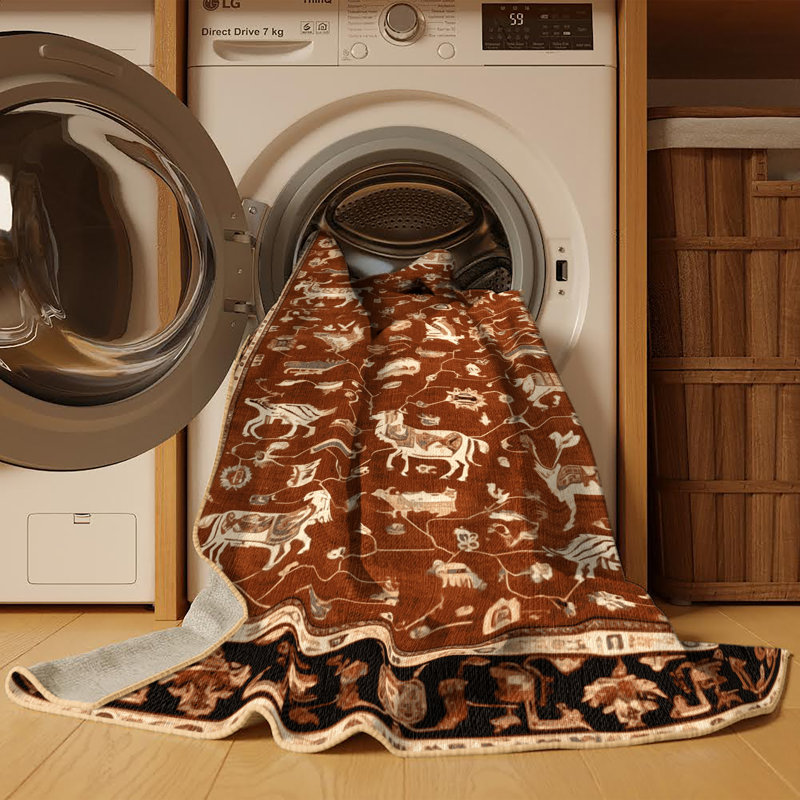 Tapis brun lavable à la machine, Carré 4 pi