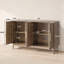 Armoire d'appoint moderne 55 "en noyer avec bords arrondis, 4 portes et beaucoup de rangement-381590886