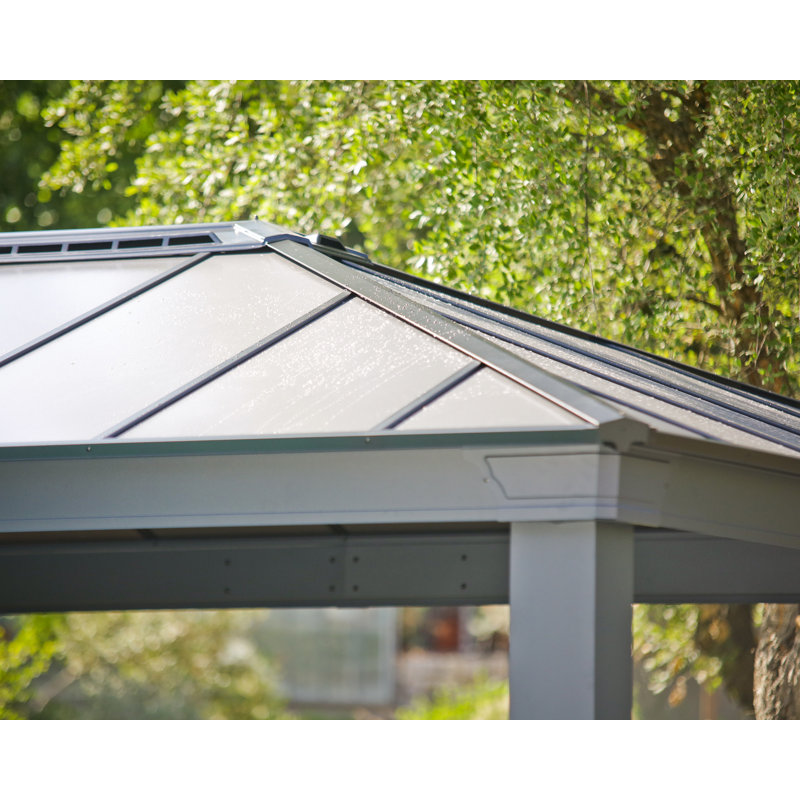 Palram - Canopia Dallas 16' W x 14' D Aluminum Polycarbonate Outdoor Backyard Patio Gazebo Gray, 16 ft. x 14 ft.