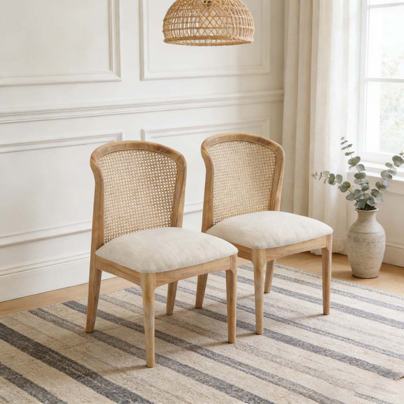 Side Chair Set, Beige+Natural