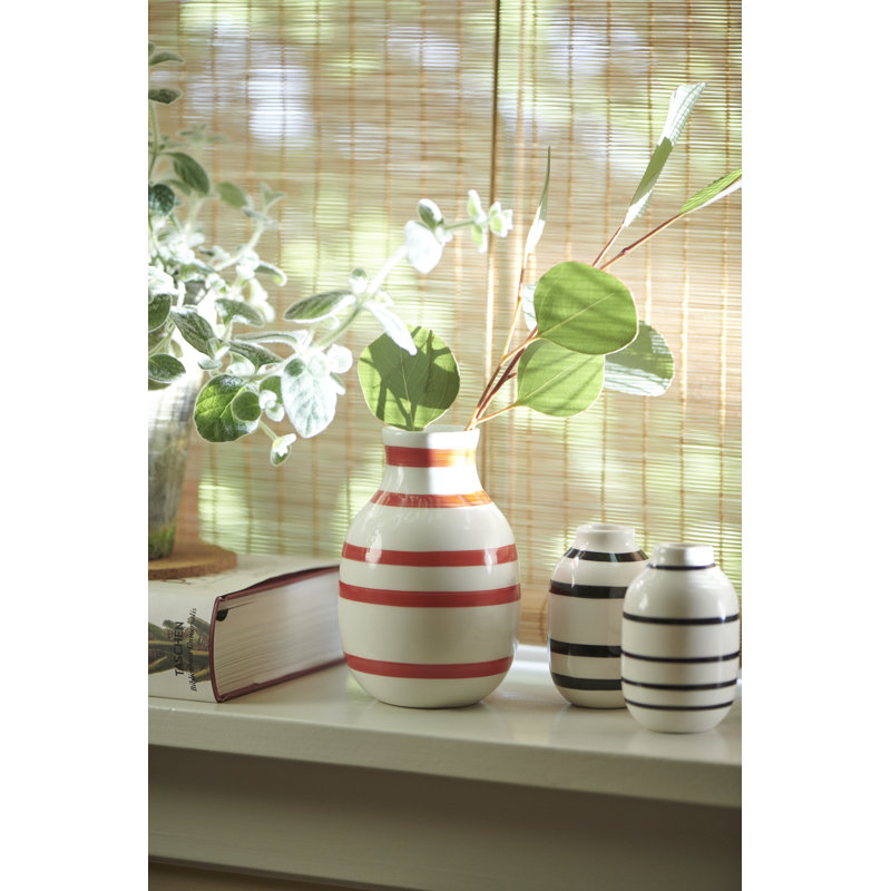 Vase Omaggio miniature, H: 3,3 po, 3 pièces, Noir / blanc