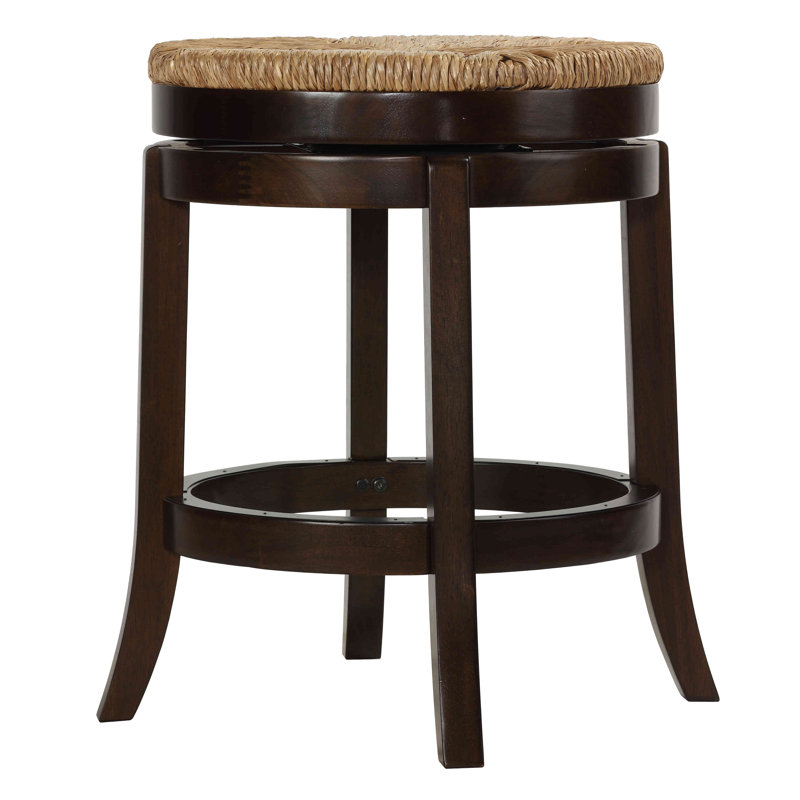 Hruni Swivel Upholstered Counter Stool with Solid Wood Frame