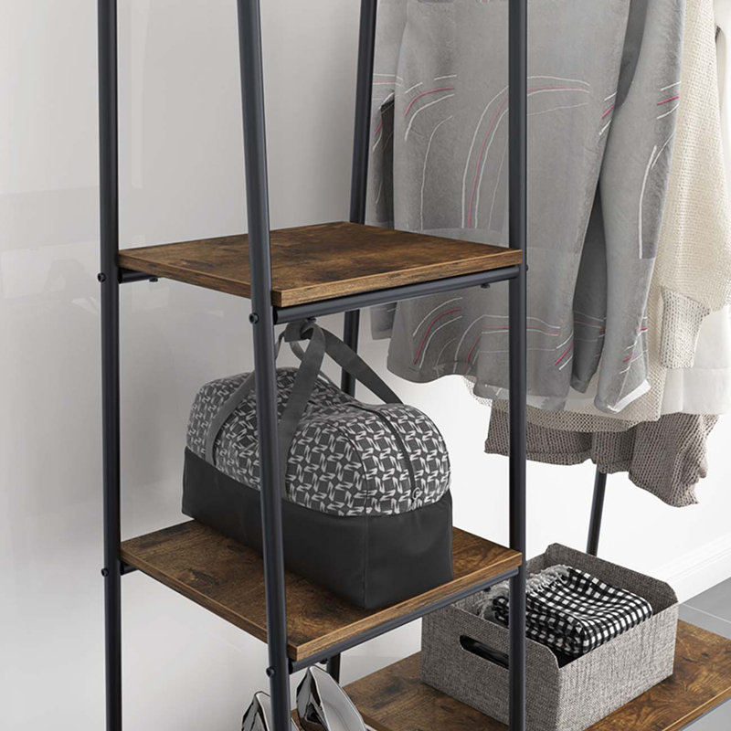 Miskell 39.4" W Garment Rack, Rustic Brown