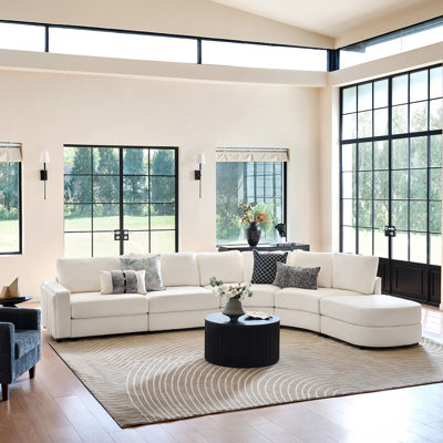Grandon 150" Modern Modular Curved Sectional Sofa with One Ottoman